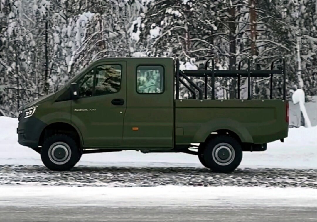 ГАЗ испытывает Соболь NN 4x4 с кузовом пикап и двухрядной кабиной