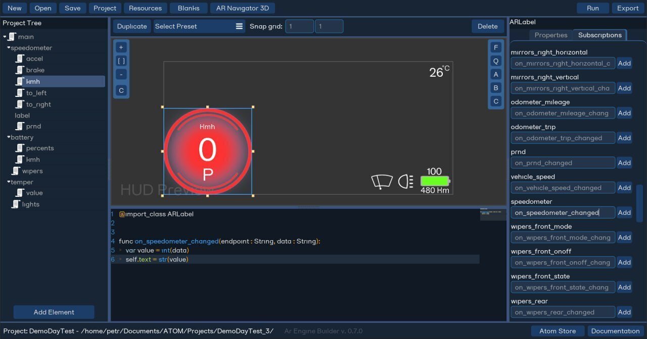 Для электромобиля Atom разработали проекционный дисплей